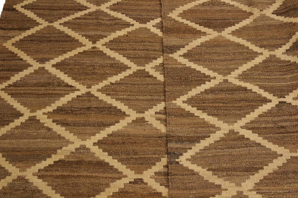 handmade Modern Kilim Bluish Gray Beige Hand-Woven RECTANGLE 100% WOOL area rug 5' x 8'