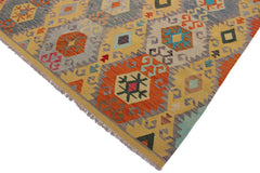 handmade Geometric Kilim Gold Gray Hand-Woven RECTANGLE 100% WOOL area rug 7 x 10