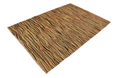 handmade Modern Kilim Beige Red Hand-Woven RECTANGLE 100% WOOL area rug 6x8
