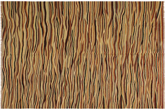 handmade Modern Kilim Beige Red Hand-Woven RECTANGLE 100% WOOL area rug 6x8