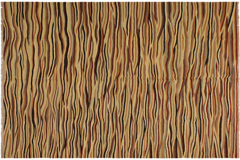 handmade Modern Kilim Beige Red Hand-Woven RECTANGLE 100% WOOL area rug 6x8