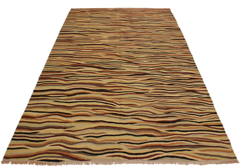 handmade Modern Kilim Beige Red Hand-Woven RECTANGLE 100% WOOL area rug 6x8