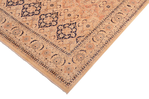 handmade Transitional Kashan Beige Blue Hand Knotted RECTANGLE 100% WOOL area rug 8x10