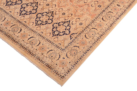 handmade Transitional Kashan Beige Blue Hand Knotted RECTANGLE 100% WOOL area rug 8x10