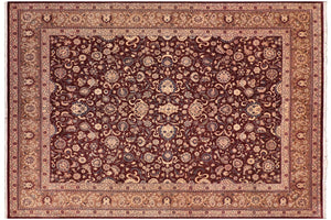 8x10 hand knotted Vegetable Dyed wool rug in maroon and brown - Terry