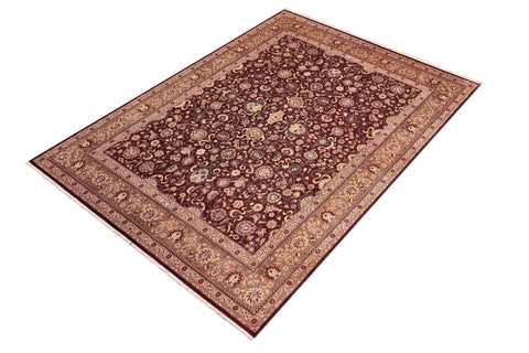 handmade Transitional  Maroon Brown Hand Knotted RECTANGLE 100% WOOL area rug 8x10