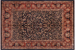 handmade Traditional Lahore Blue Brown Hand Knotted RECTANGLE 100% WOOL area rug 8' x 10'