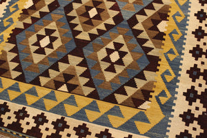 handmade Geometric Kilim Brown Beige Hand-Woven RECTANGLE 100% WOOL area rug 4 x 6