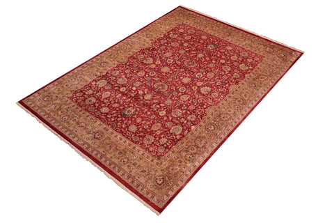 handmade Transitional Agra Red Gold Hand Knotted RECTANGLE 100% WOOL area rug 8x10