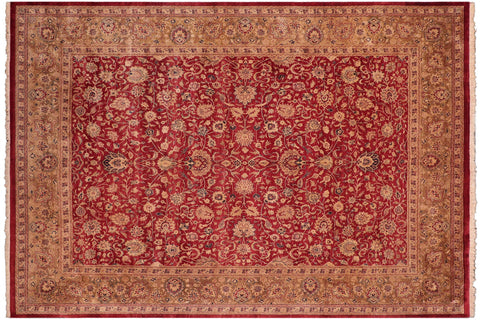 handmade Transitional Agra Red Gold Hand Knotted RECTANGLE 100% WOOL area rug 8x10