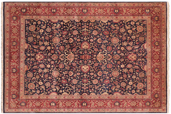 handmade Transitional Abasi Afsha Blue Red Hand Knotted RECTANGLE 100% WOOL area rug 8x10