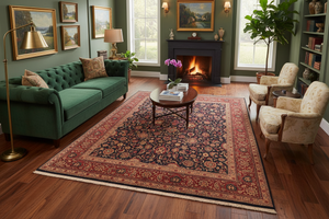 handmade Transitional Abasi Afsha Blue Red Hand Knotted RECTANGLE 100% WOOL area rug 8x10