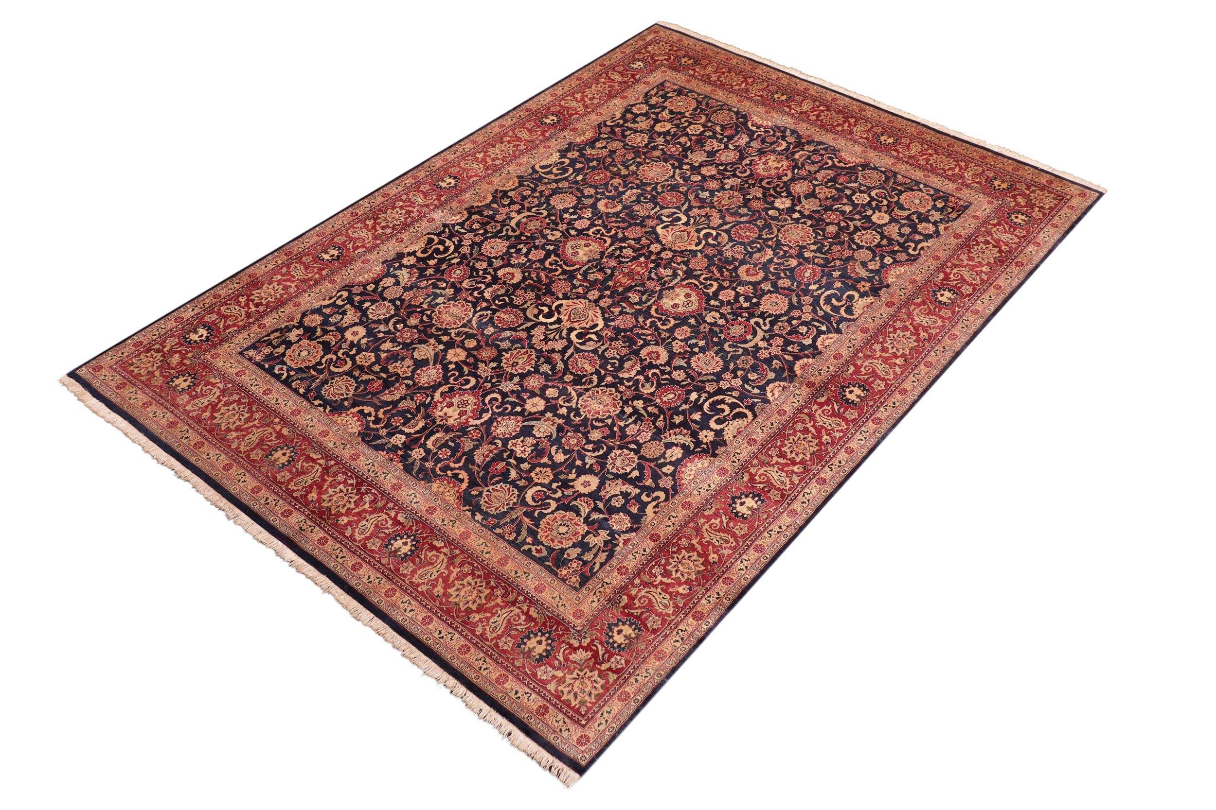 handmade Transitional Abasi Afsha Blue Red Hand Knotted RECTANGLE 100% WOOL area rug 8 x 10