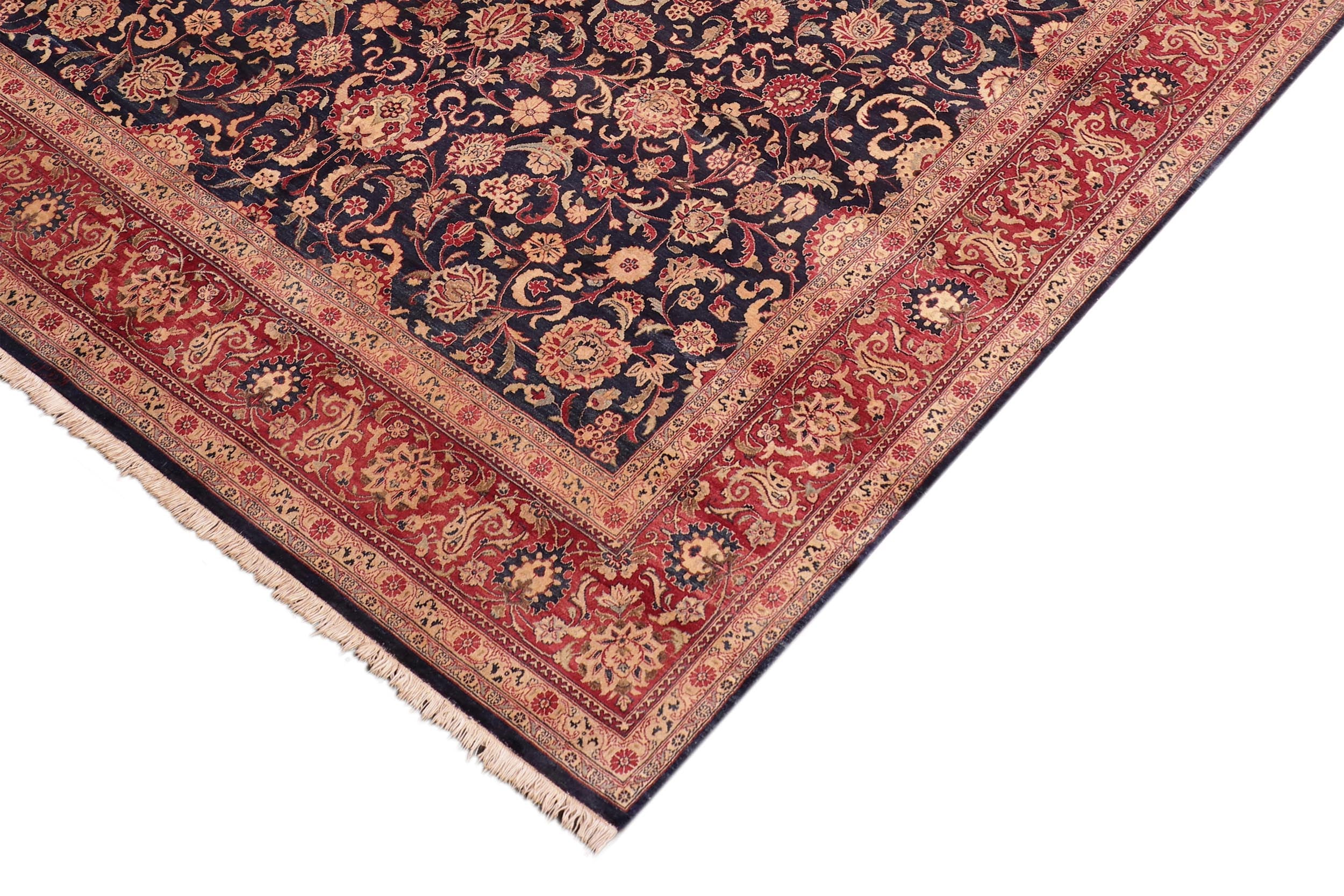 handmade Transitional Abasi Afsha Blue Red Hand Knotted RECTANGLE 100% WOOL area rug 8 x 10