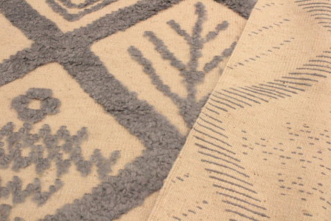 handmade Geometric Moroccan Hi Ivory Blue Hand Knotted RECTANGLE 100% WOOL area rug 8' x 11'