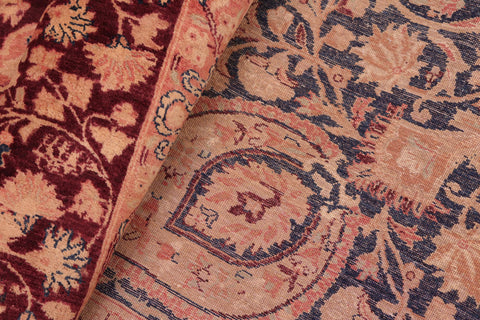 handmade Traditional Kirman Aubergine Blue Hand Knotted RECTANGLE 100% WOOL area rug 8x10