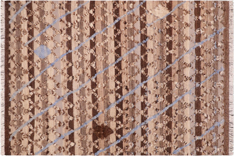 handmade Geometric Moroccan Hi Tan Brown Hand Knotted RECTANGLE 100% WOOL area rug 6' x 9'