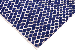 handmade Modern Modern Blue Ivory Hand Knotted RECTANGLE WOOL&VISCOU area rug 6' x 9'