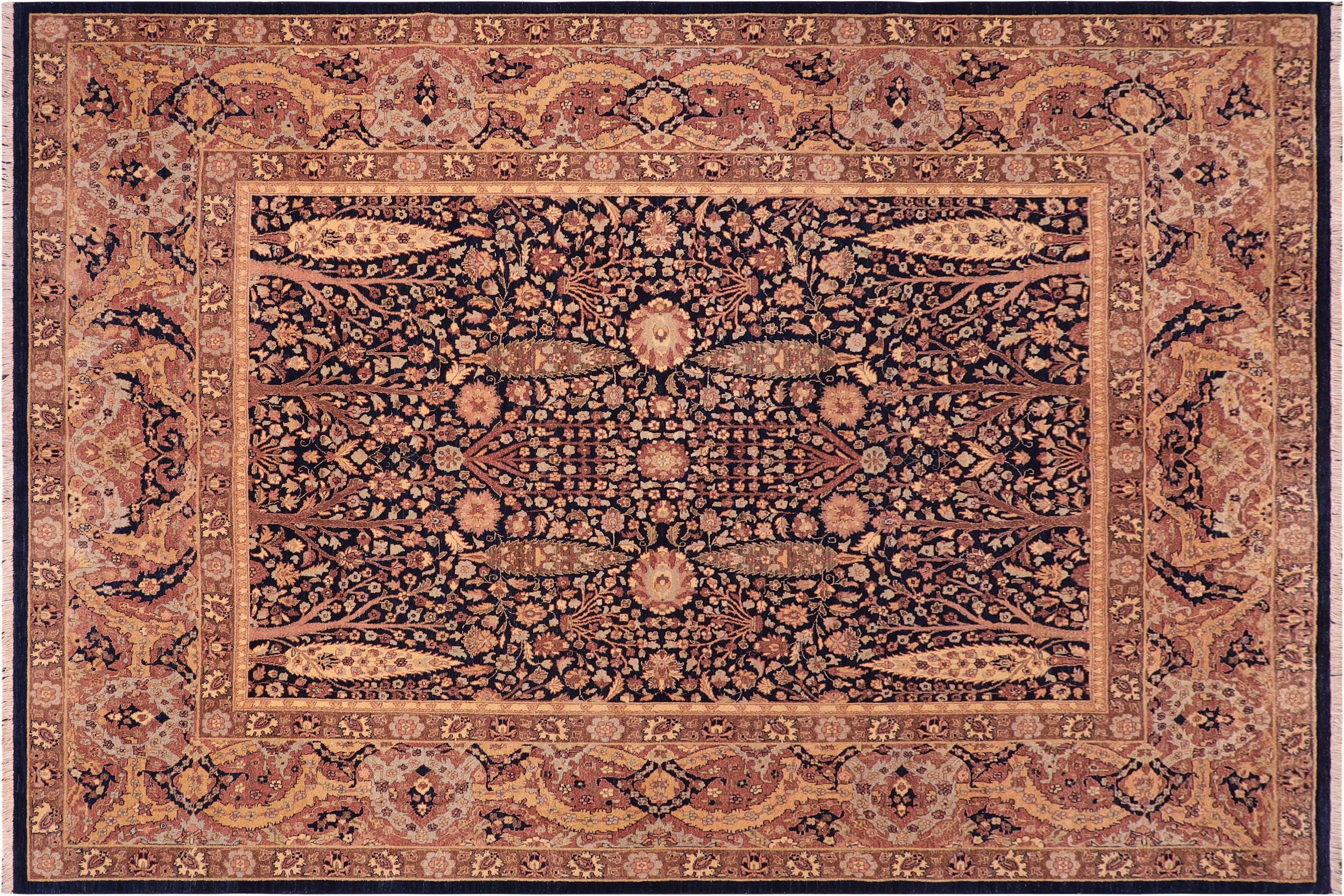 handmade Traditional Sarook Blue Aubergine Hand Knotted RECTANGLE 100% WOOL area rug 8' x 10'