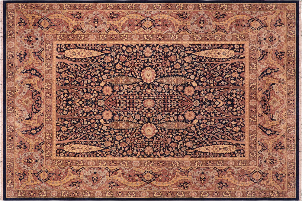 handmade Traditional Sarook Blue Aubergine Hand Knotted RECTANGLE 100% WOOL area rug 8' x 10'