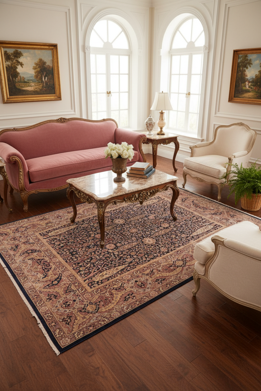 handmade Traditional Sarook Blue Aubergine Hand Knotted RECTANGLE 100% WOOL area rug 8' x 10'