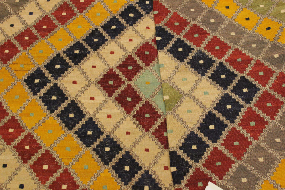 handmade Modern Kilim Gray Beige Hand-Woven RECTANGLE 100% WOOL area rug 5x7