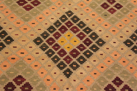 handmade Geometric Kilim Tan Beige Hand-Woven RECTANGLE 100% WOOL area rug 5 x 7