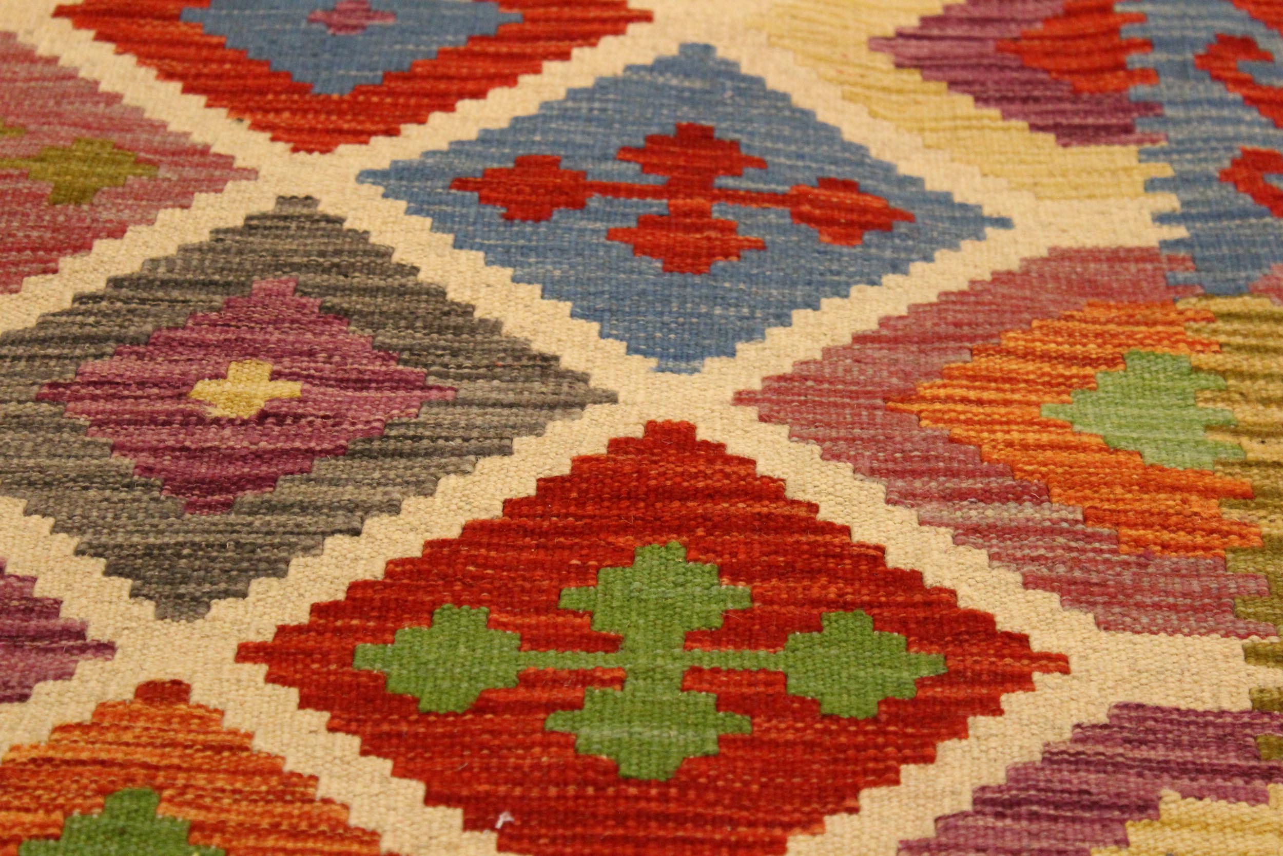 handmade Geometric Kilim Purple Blue Hand-Woven RECTANGLE 100% WOOL area rug 8 x 10
