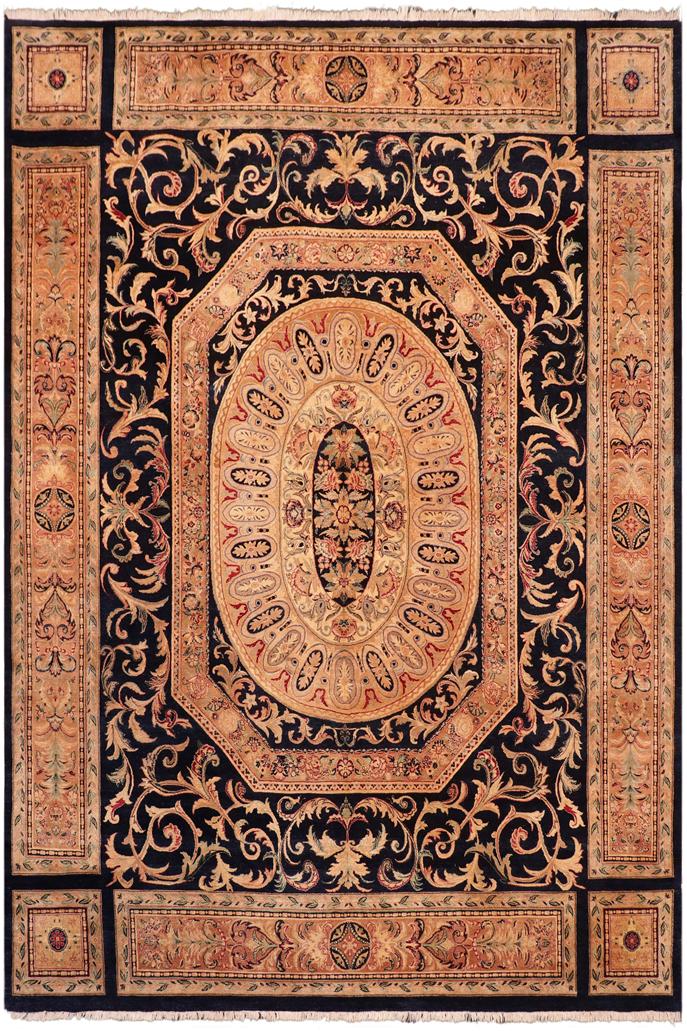 Traditional Tamour Nora Blue Tan Hand Knotted Area rugs 8 x 11