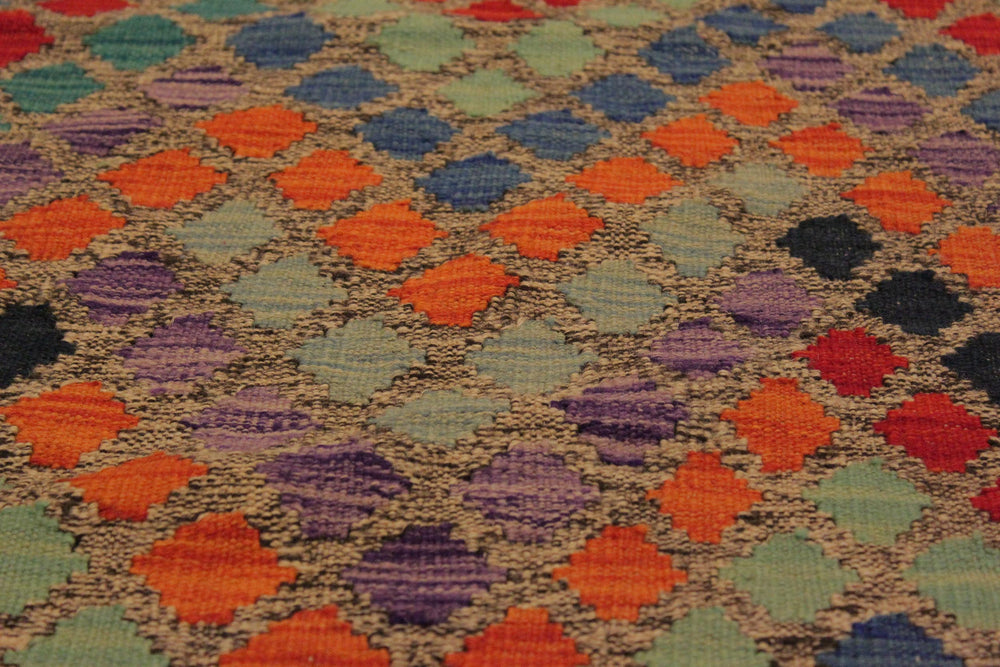 handmade Modern Kilim Brown Blue Hand-Woven RECTANGLE 100% WOOL area rug 6x8