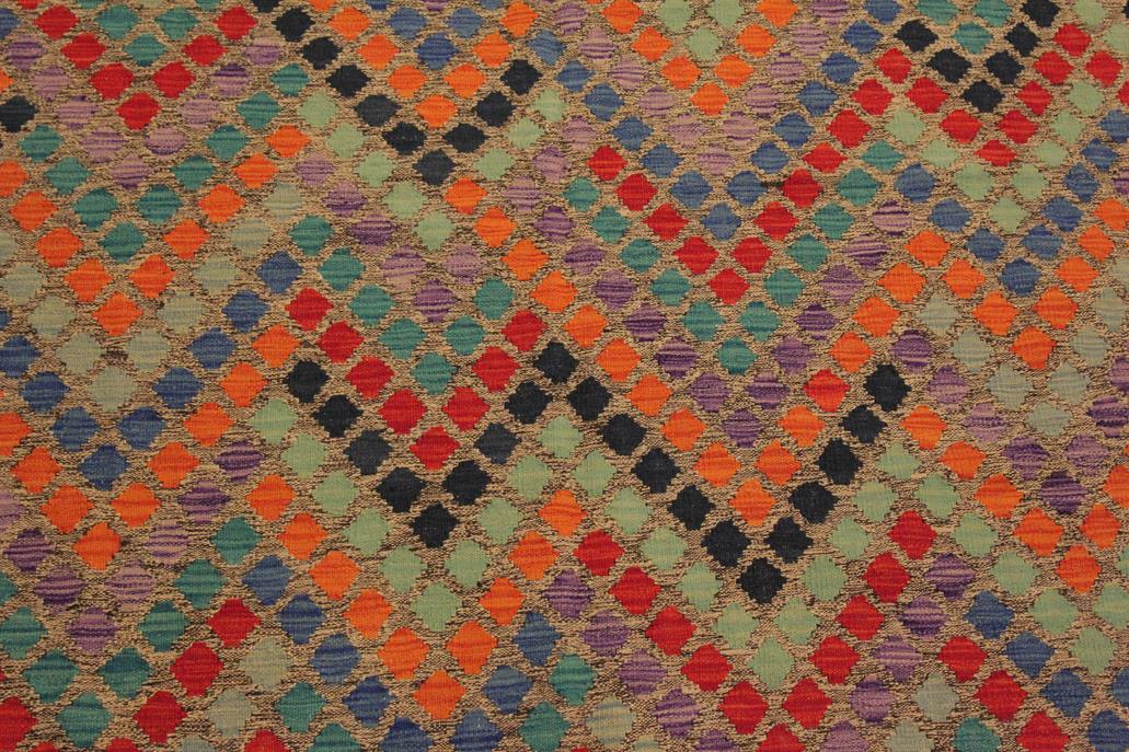 Flat Weave Kilim Antique Navaho Vintage handmade Modern Kilim Brown Blue Hand-Woven Rectangle 100% Wool Area Rug 6x8 