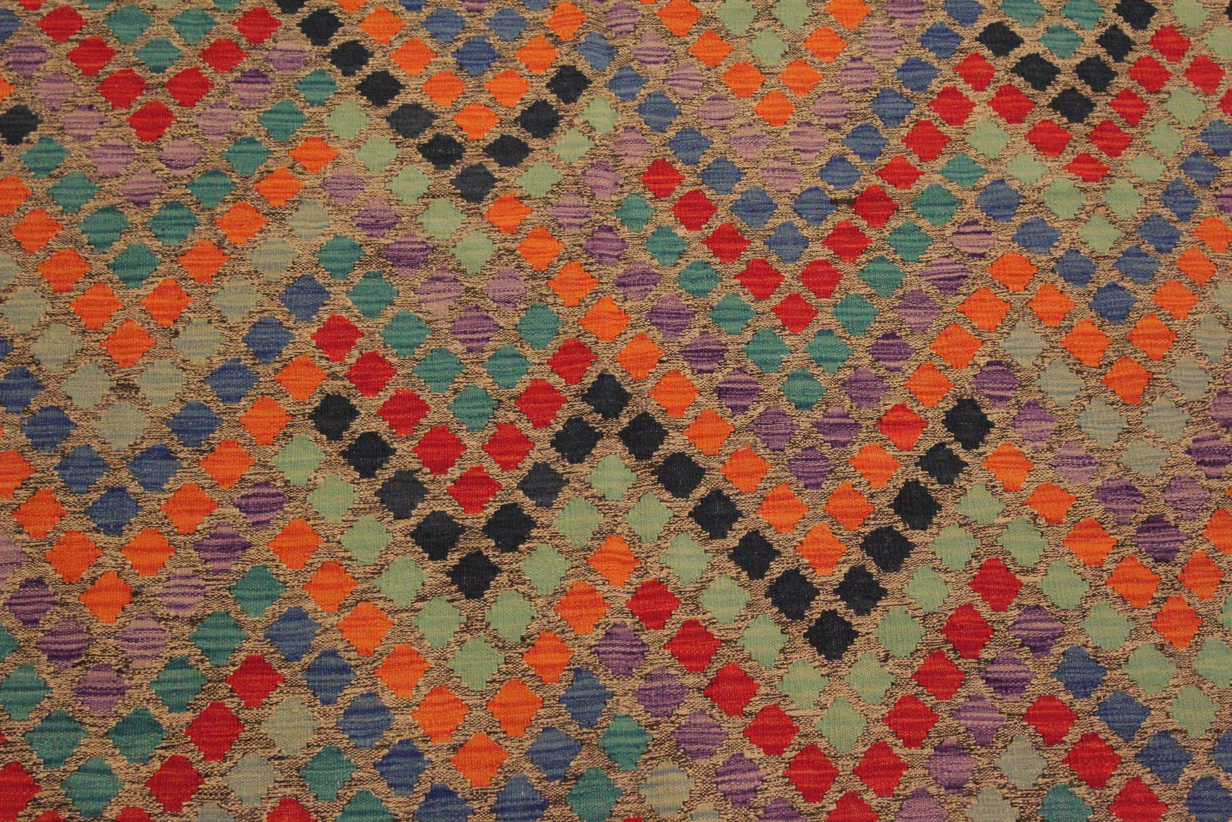 handmade Modern Kilim Brown Blue Hand-Woven RECTANGLE 100% WOOL area rug 6x8