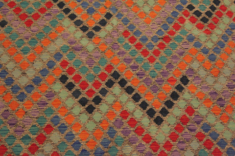 handmade Modern Kilim Brown Blue Hand-Woven RECTANGLE 100% WOOL area rug 6x8