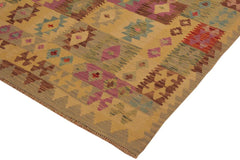 Flat Weave Kilim Antique Navaho Vintage handmade Geometric Kilim Gray Purple Hand-Woven Rectangle 100% Wool Area Rug 5x7 