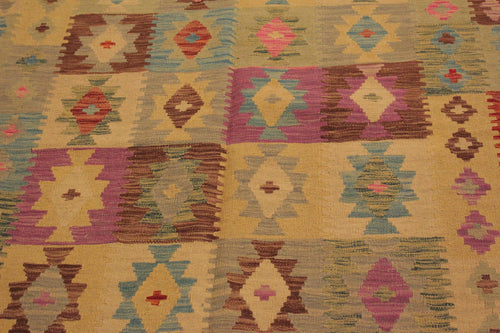 handmade Geometric Kilim Gray Purple Hand-Woven RECTANGLE 100% WOOL area rug 5 x 7