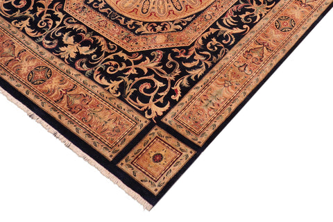 handmade Traditional Tamour Blue Tan Hand Knotted RECTANGLE 100% WOOL area rug 8x11