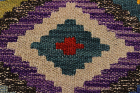handmade Geometric Kilim Brown Blue Hand-Woven RECTANGLE 100% WOOL area rug 5 x 8