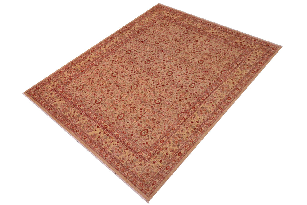 handmade Transitional Lahore Lt. Tan Tan Hand Knotted RECTANGLE 100% WOOL area rug 8' x 10'