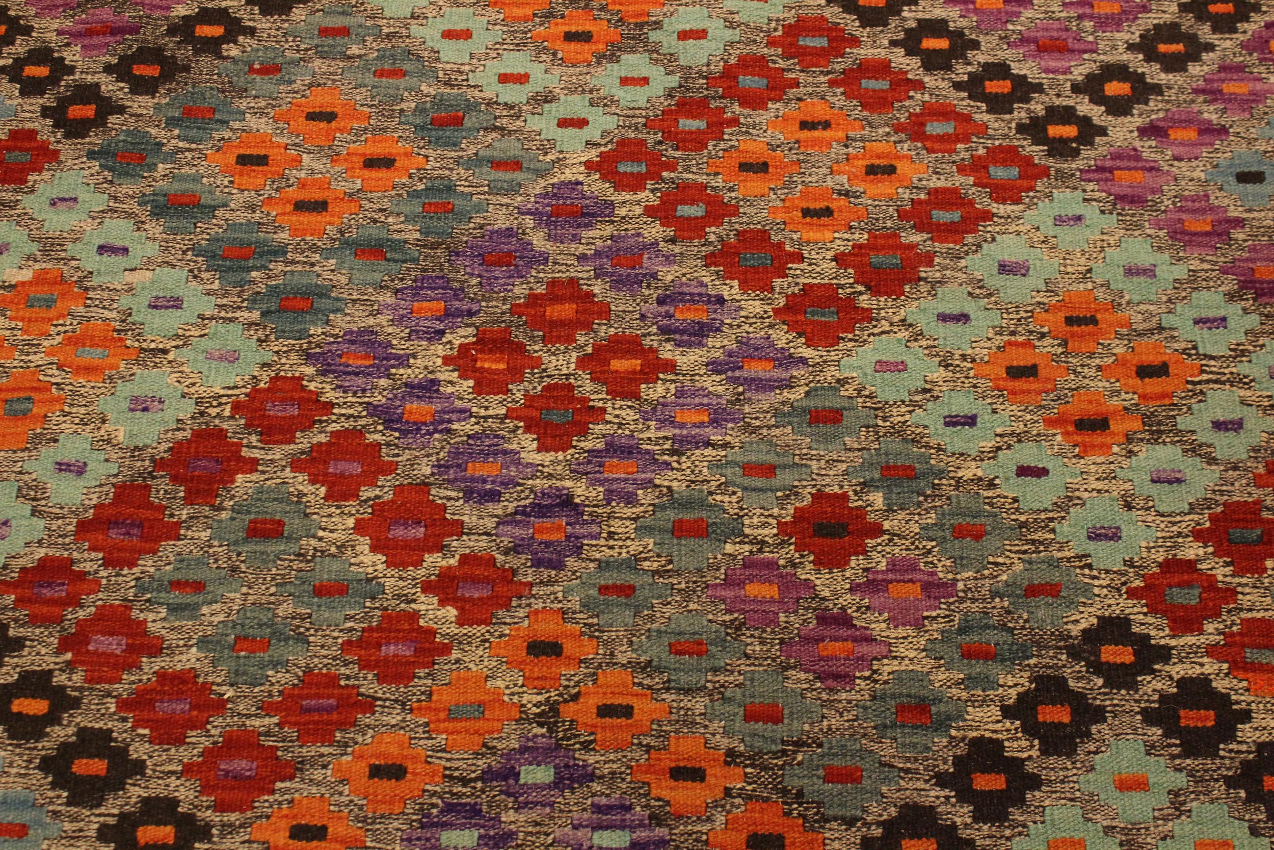 handmade Geometric Kilim Brown Red Hand-Woven RECTANGLE 100% WOOL area rug 4 x 6