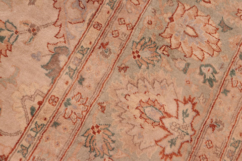 handmade Traditional Lahore Tan Green Hand Knotted RECTANGLE 100% WOOL area rug 8' x 10'