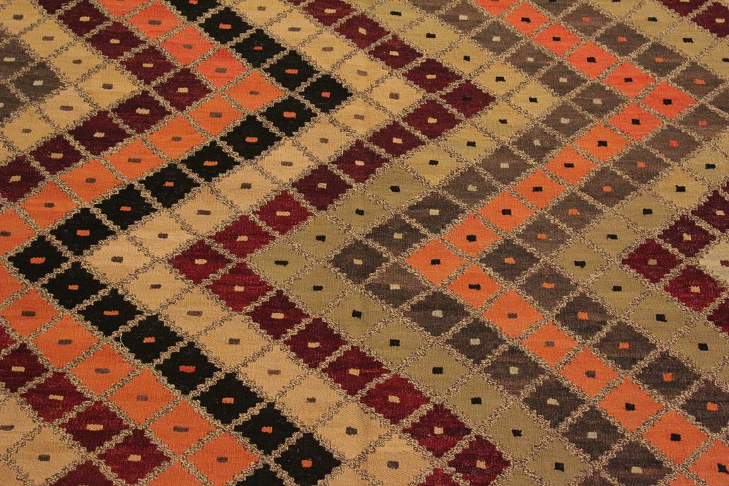 Flat Weave Kilim Antique Navaho Vintage handmade Modern Kilim Tan Beige Hand-Woven Rectangle 100% Wool Area Rug 5x7 