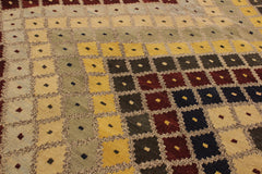 handmade Modern Kilim Gray Gold Hand-Woven RECTANGLE 100% WOOL area rug 5x7