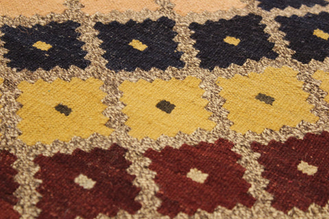 handmade Modern Kilim Gray Gold Hand-Woven RECTANGLE 100% WOOL area rug 5x7