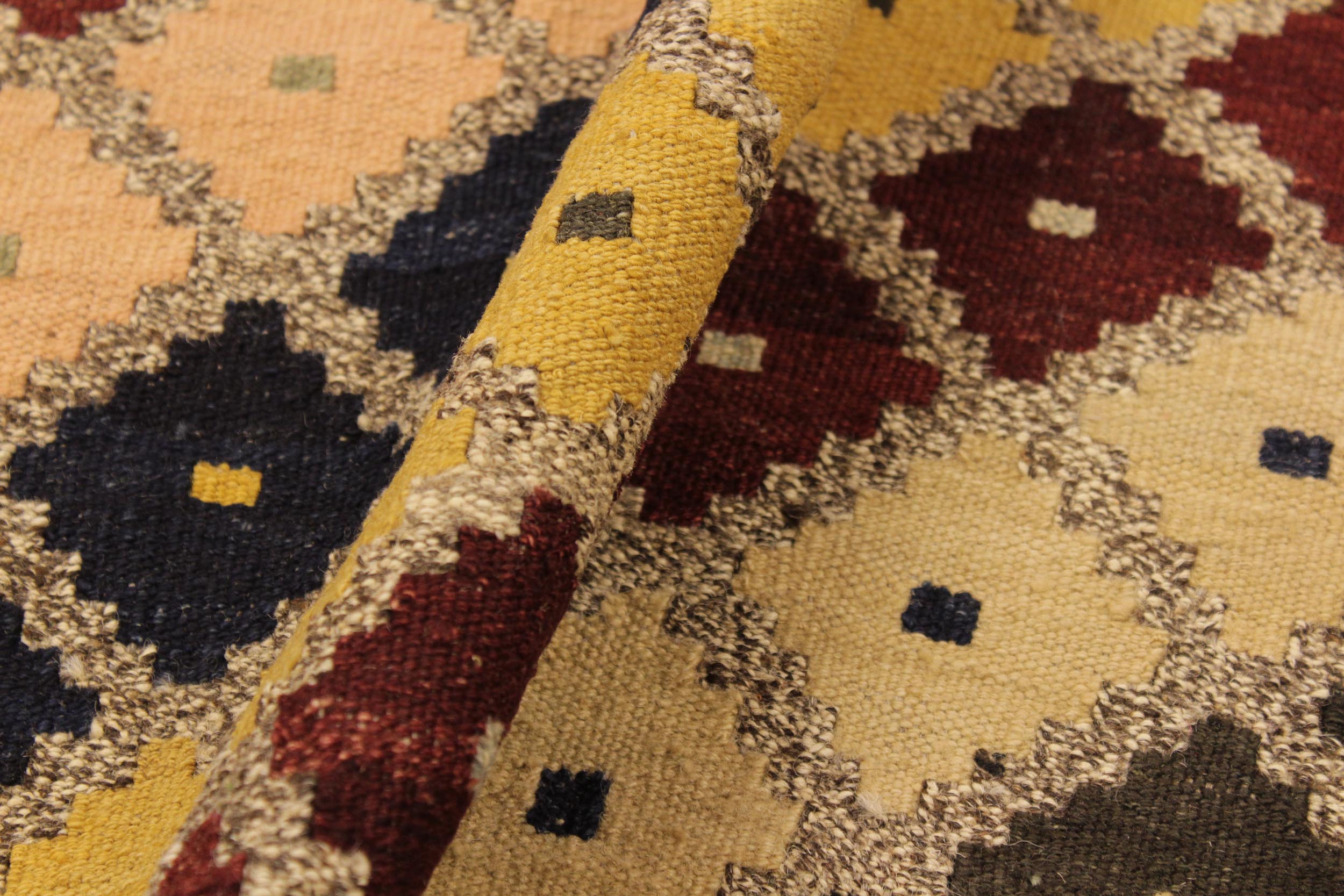 handmade Modern Kilim Gray Gold Hand-Woven RECTANGLE 100% WOOL area rug 5x7