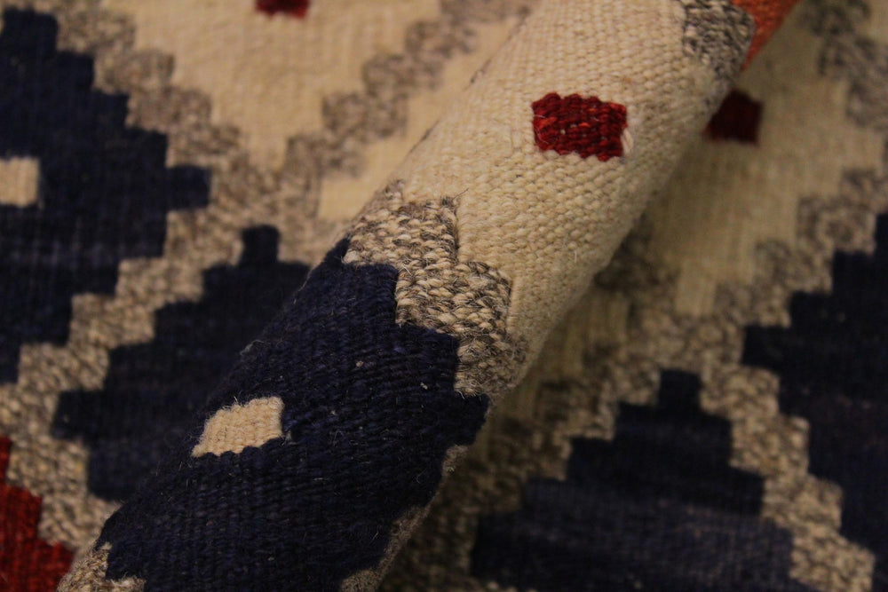 handmade Geometric Kilim Gray Red Hand-Woven RECTANGLE 100% WOOL area rug 9 x 10