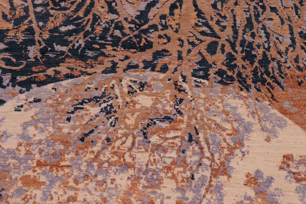 handmade Modern Kafkaz Ivory Blue Hand Knotted RECTANGLE 100% WOOL area rug 6 x 9