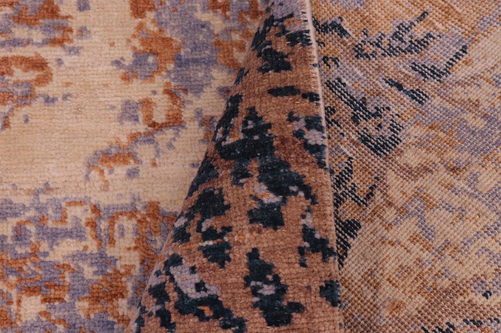 handmade Modern Kafkaz Ivory Blue Hand Knotted RECTANGLE 100% WOOL area rug 6 x 9