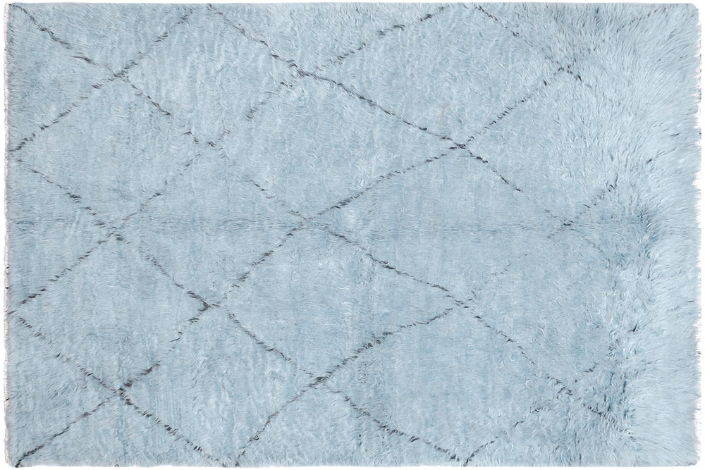 handmade Modern Moroccan Gray Black Hand Knotted RECTANGLE 100% WOOL area rug 8' x 10'