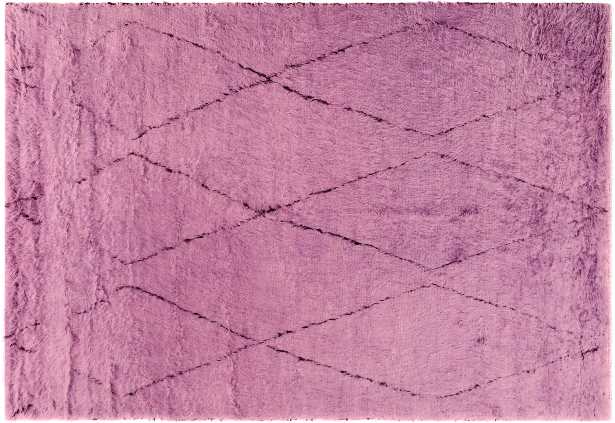 handmade Modern Moroccan Purple Black Hand Knotted RECTANGLE 100% WOOL area rug 8' x 11'