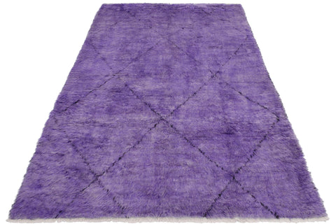 handmade Modern Moroccan Purple Black Hand Knotted RECTANGLE 100% WOOL area rug 6' x 9'